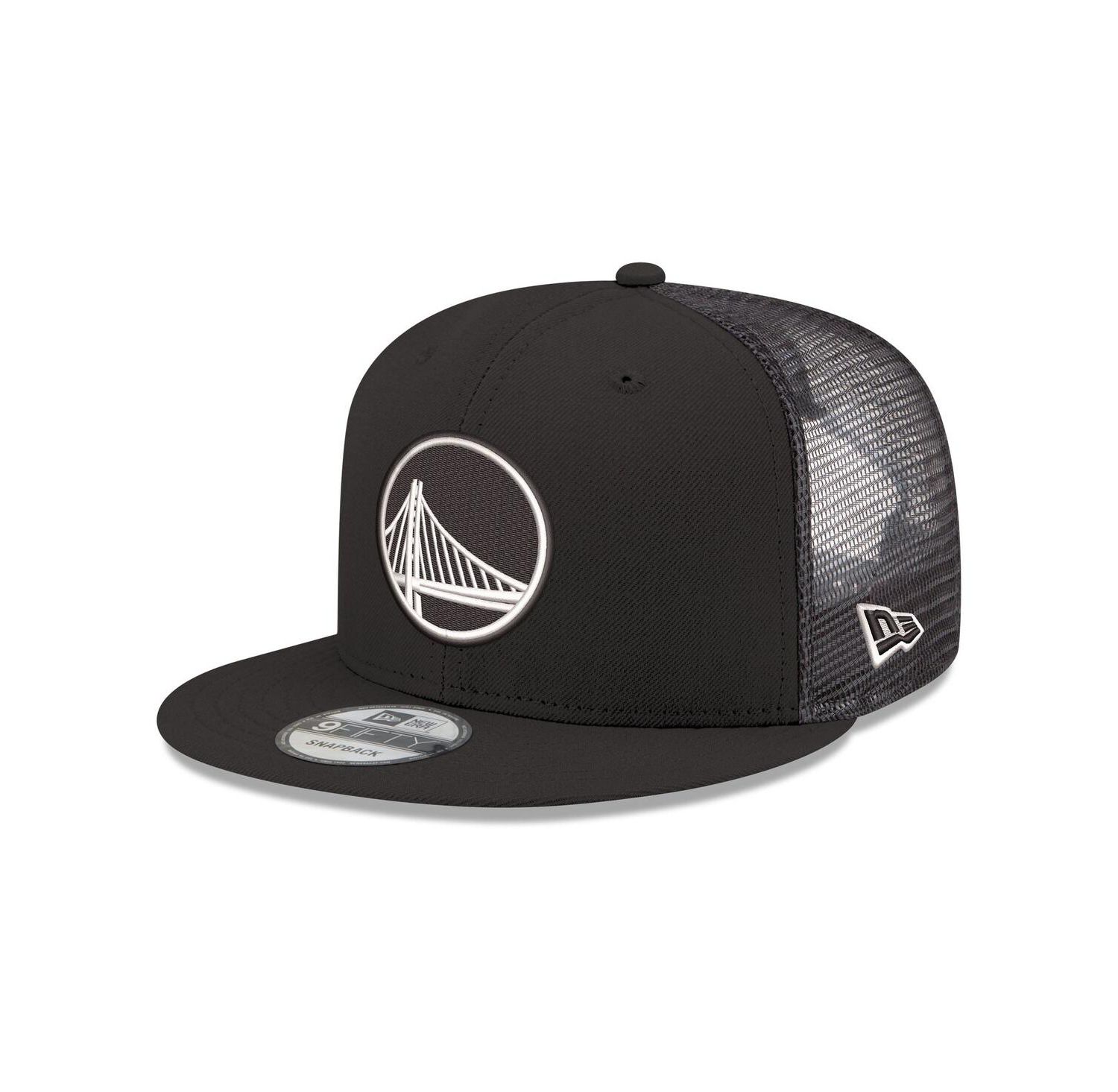 Men's Black Golden State Warriors Core Logo Meshback 9FIFTY Snapback Hat