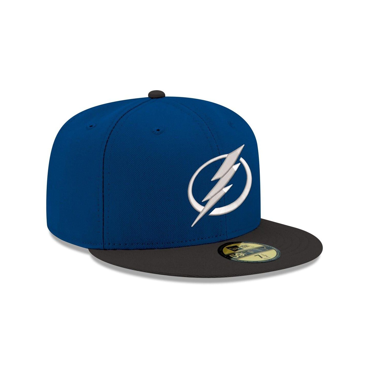 Мужская кепка New Era Blue Tampa Bay Lightning Core Logo Two-Tone 59FIFTY Fitted Hat — фото 3