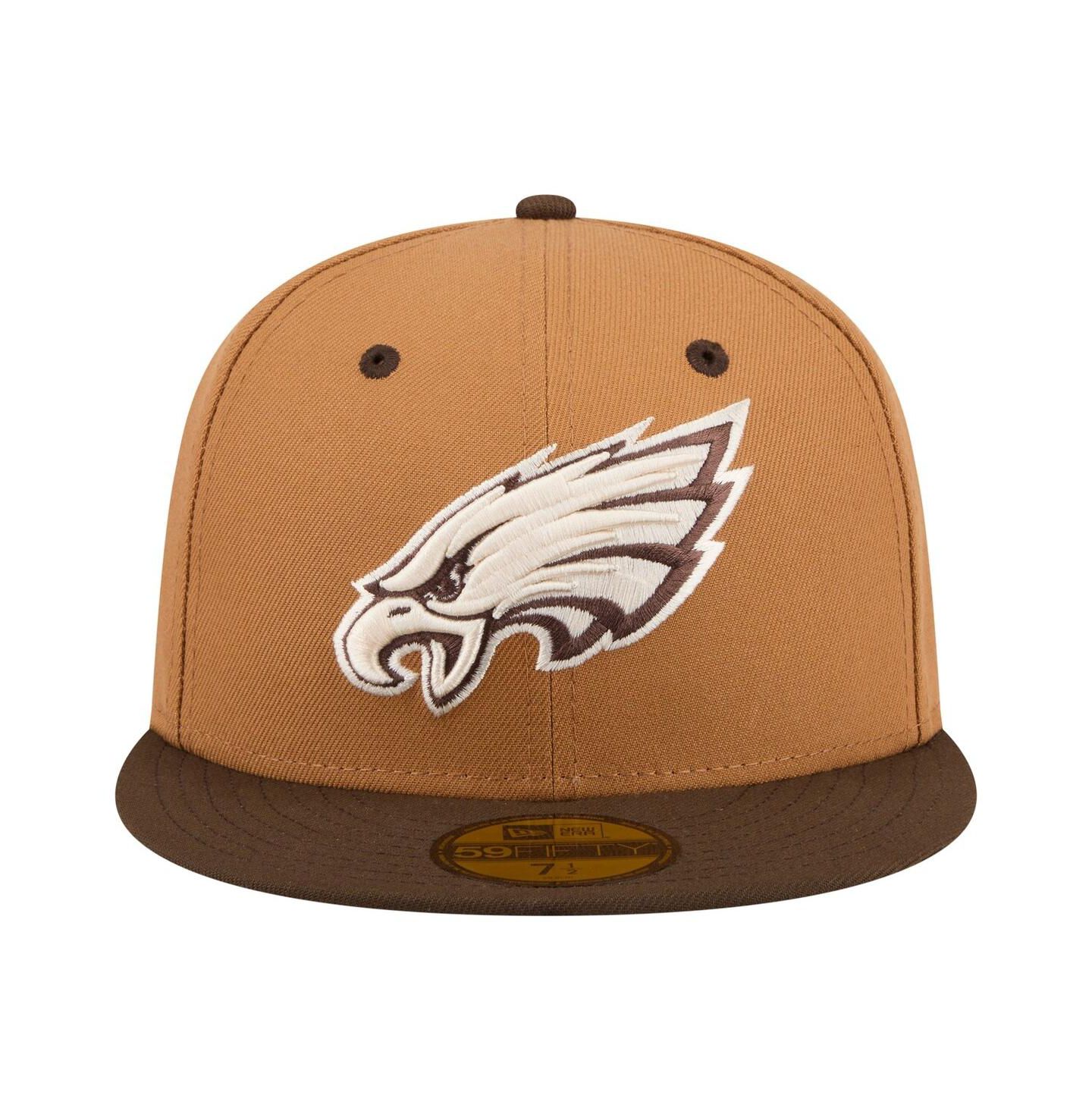 Мужская кепка New Era Light Brown/Dark Brown Philadelphia Eagles Two-Tone Walnut 59FIFTY Fitted Hat — фото 2