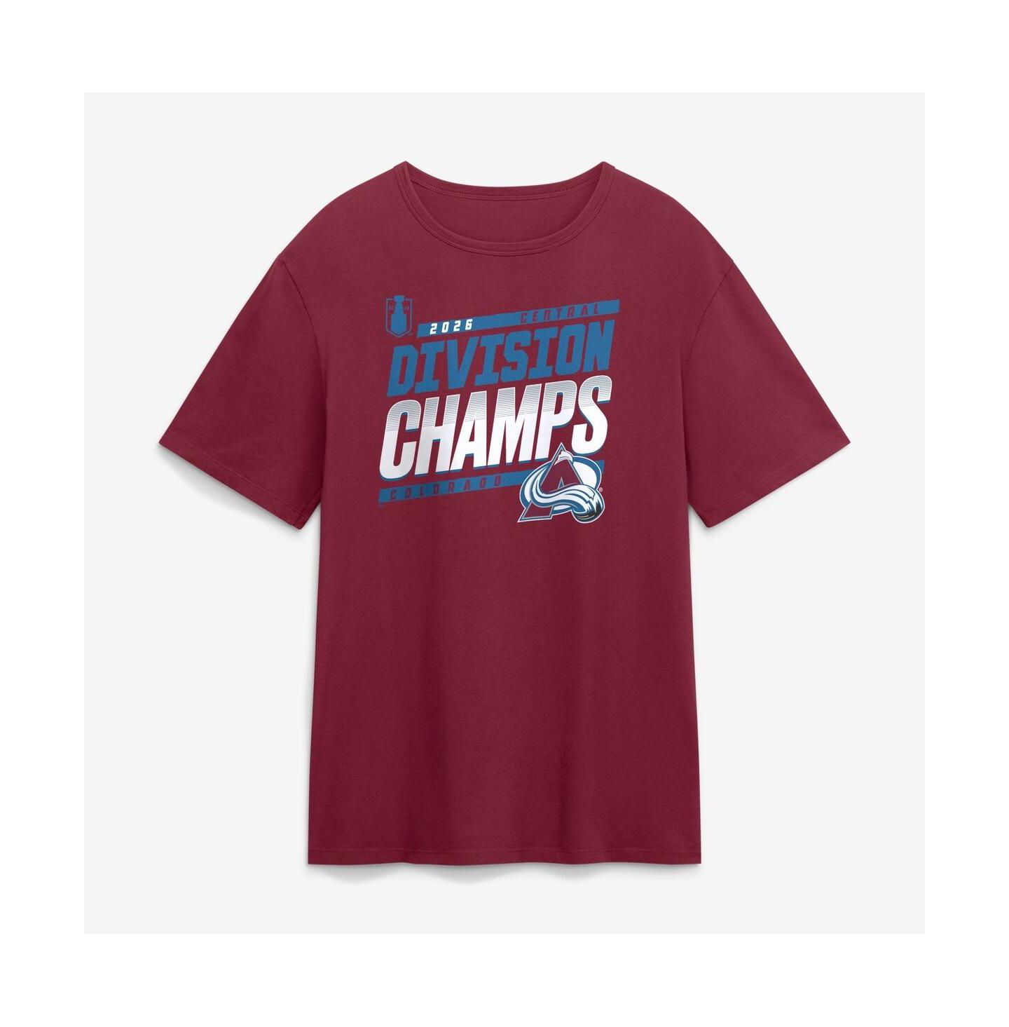 Мужская футболка Fanatics Burgundy Colorado Avalanche 2026 Central Division Champions — фото 1