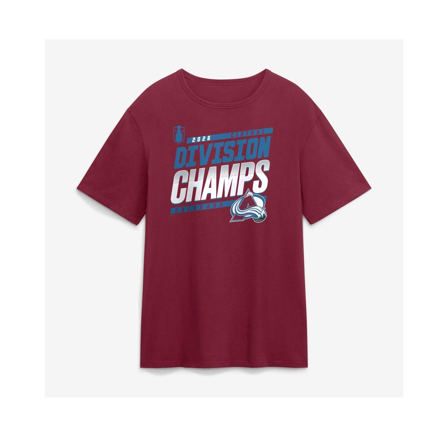 Men's Burgundy Colorado Avalanche 2026 Central Division Champions T-Shirt