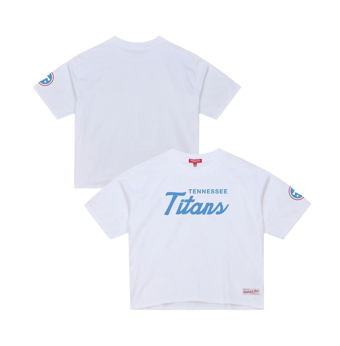 Женская футболка Mitchell & Ness White Tennessee Titans Head Coach Cropped — фото 1