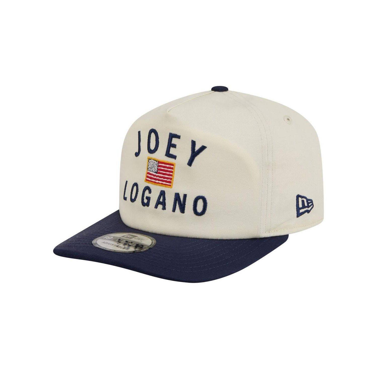 Men's Cream/Navy Joey Logano Flag 19TWENTY Adjustable Hat