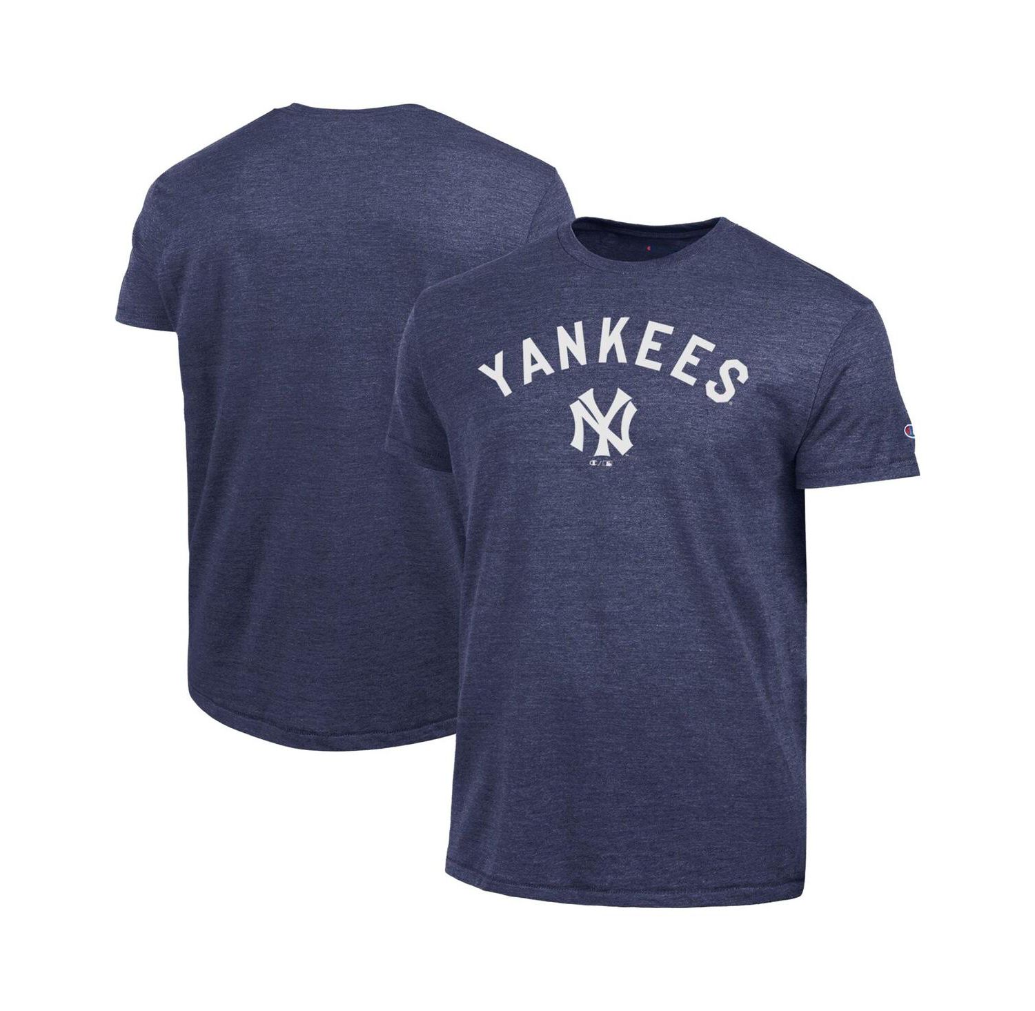 Men's Navy New York Yankees Cooperstown Wordmark Lockup Tri-Blend T-Shirt