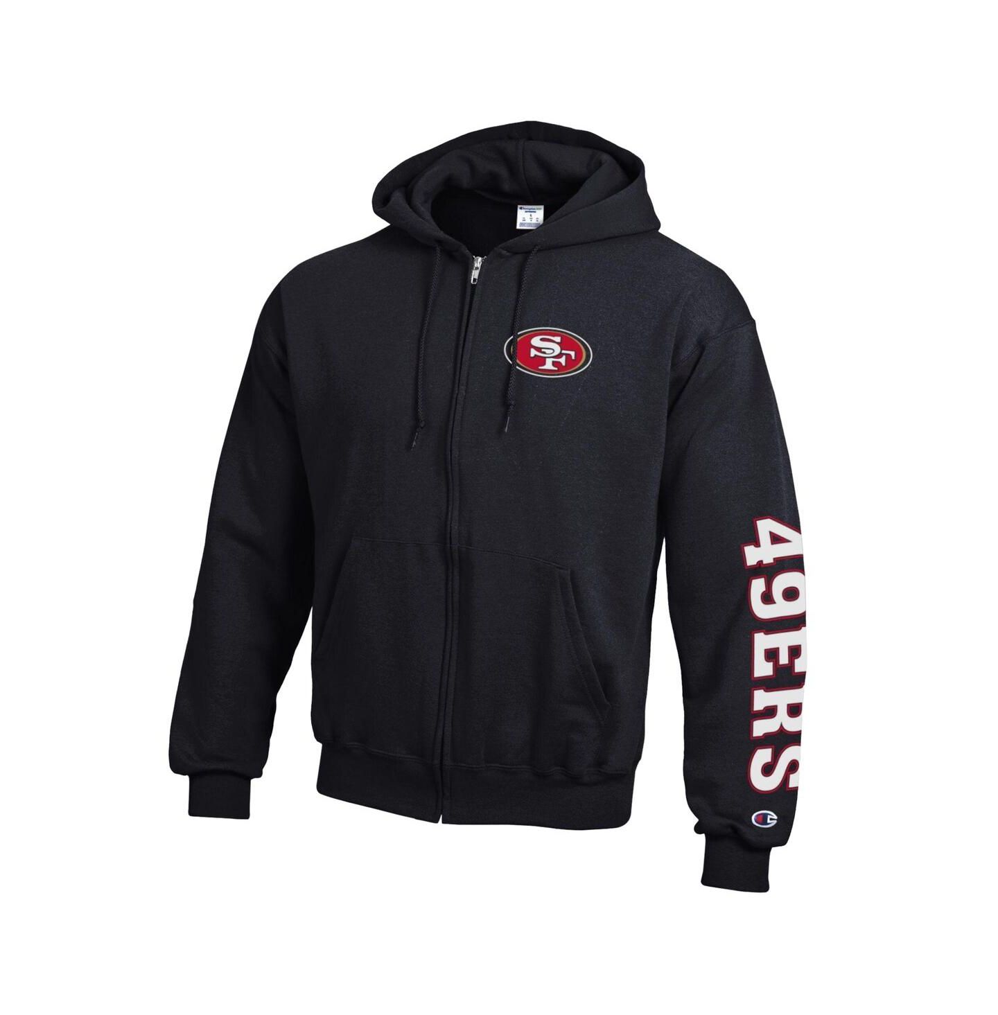 Мужское худи Champion Black San Francisco 49ers Powerblend Fleece Full-Zip — фото 2