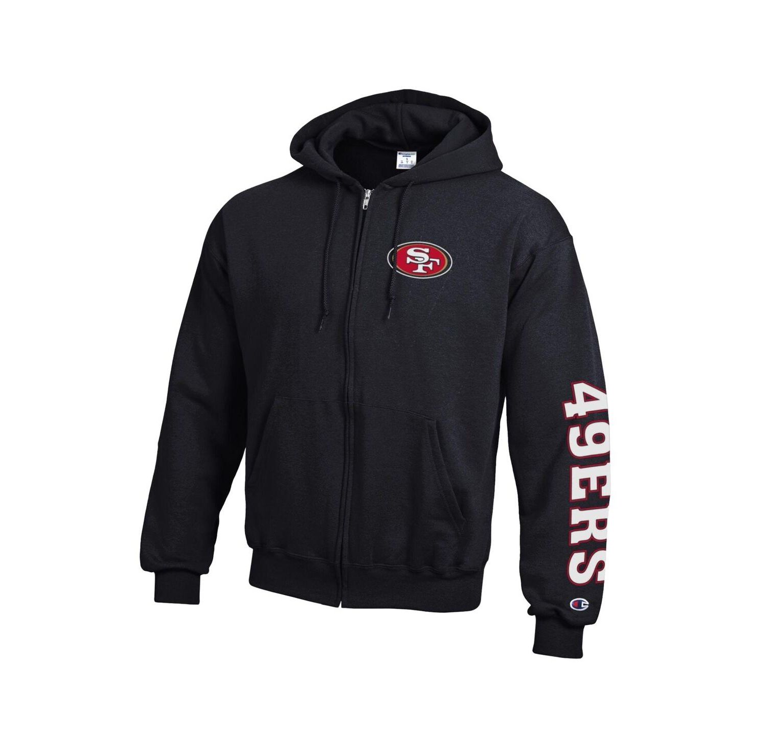 Men's Black San Francisco 49ers Powerblend Fleece Full-Zip Hoodie