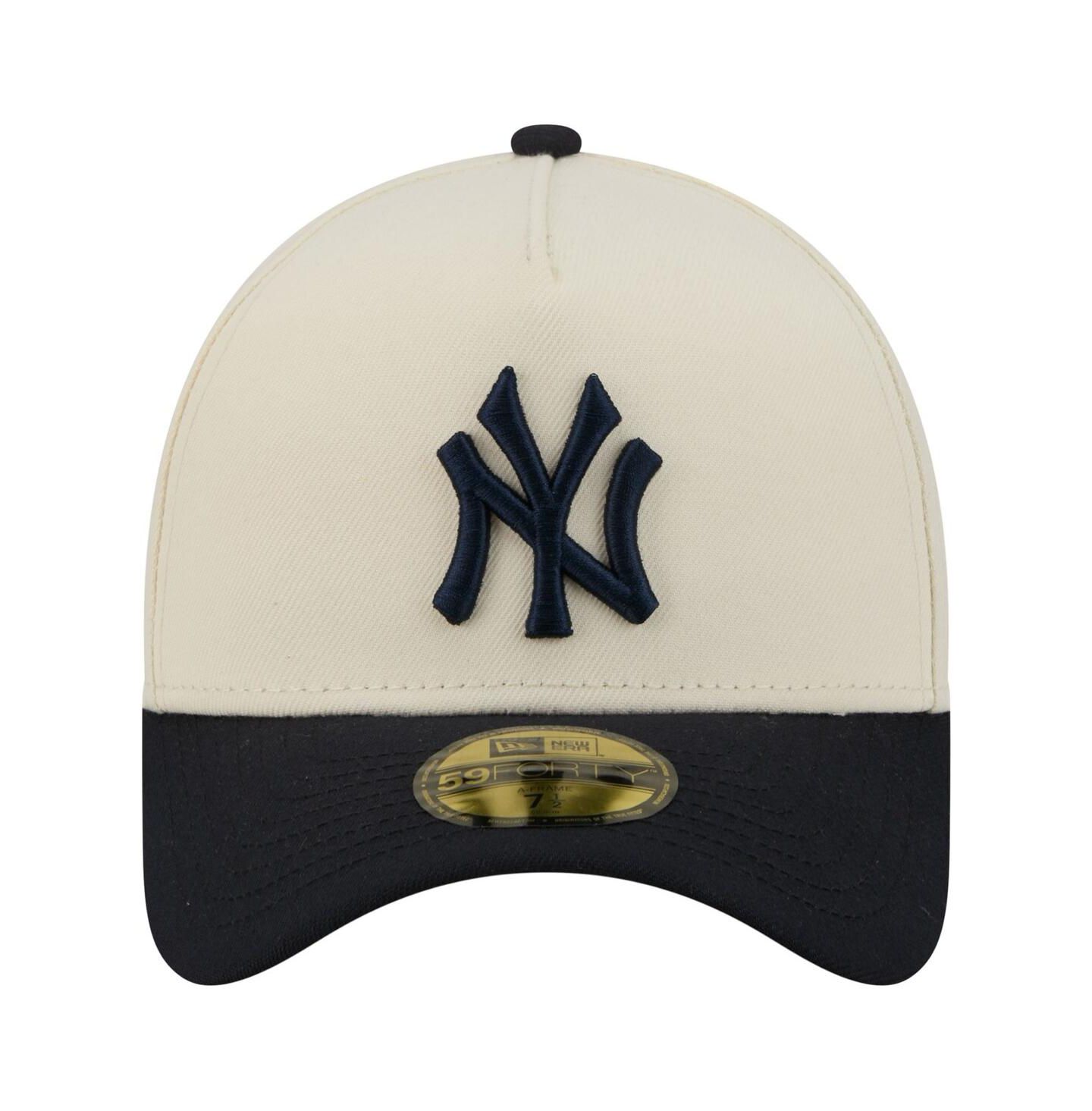 Мужская кепка New Era Cream/Navy New York Yankees Chrome A-Frame 59FORTY Adjustable Hat — фото 2