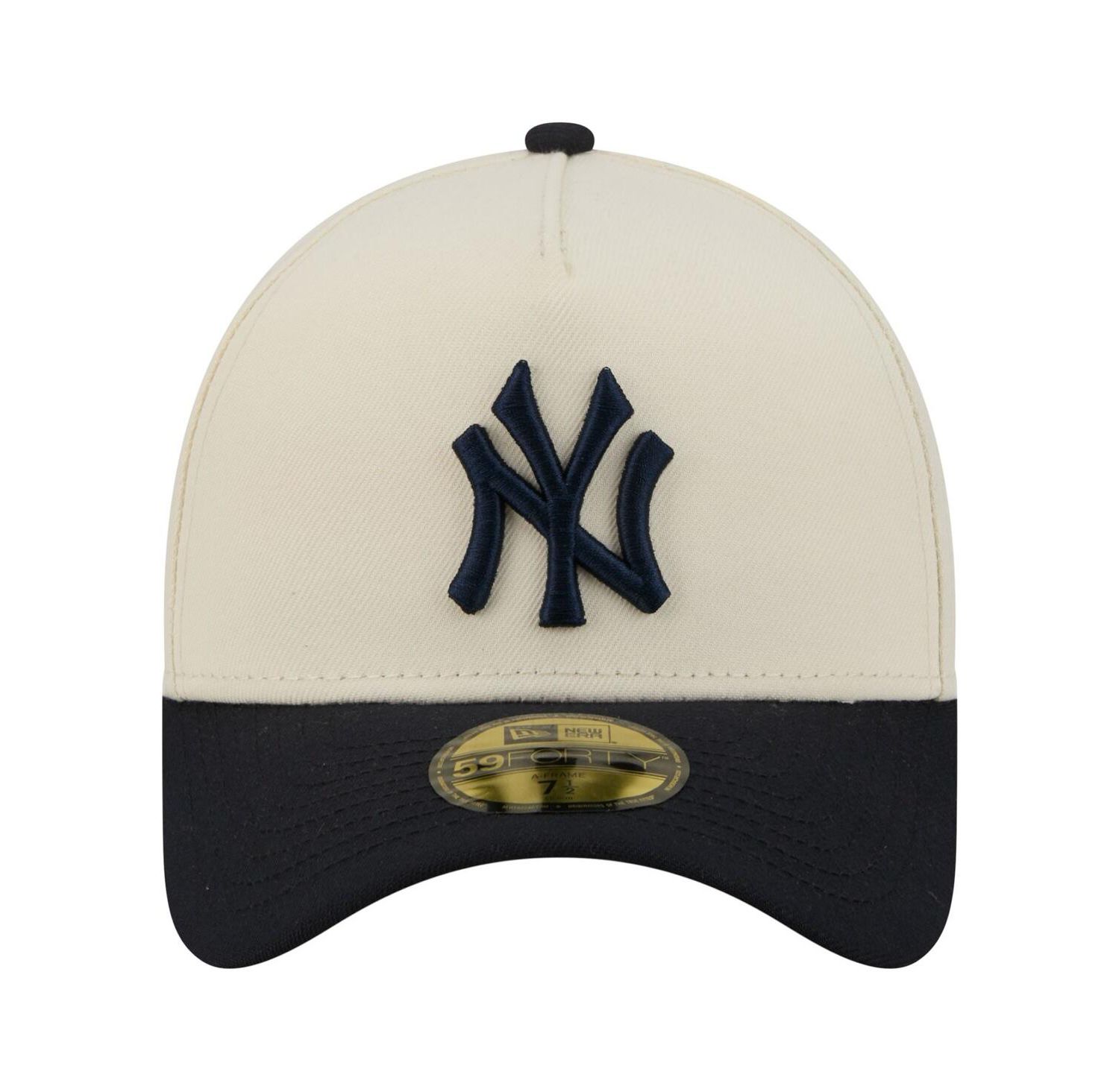 Men's Cream/Navy New York Yankees Chrome A-Frame 59FORTY Adjustable Hat