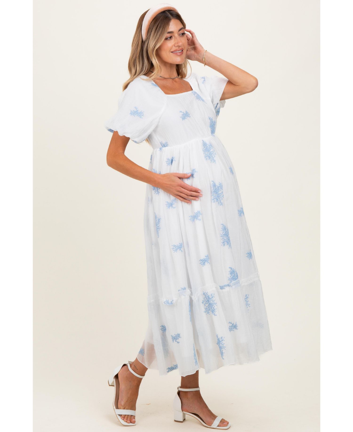 Women's Mauve Floral Print Ruffle Hem Midi Dress