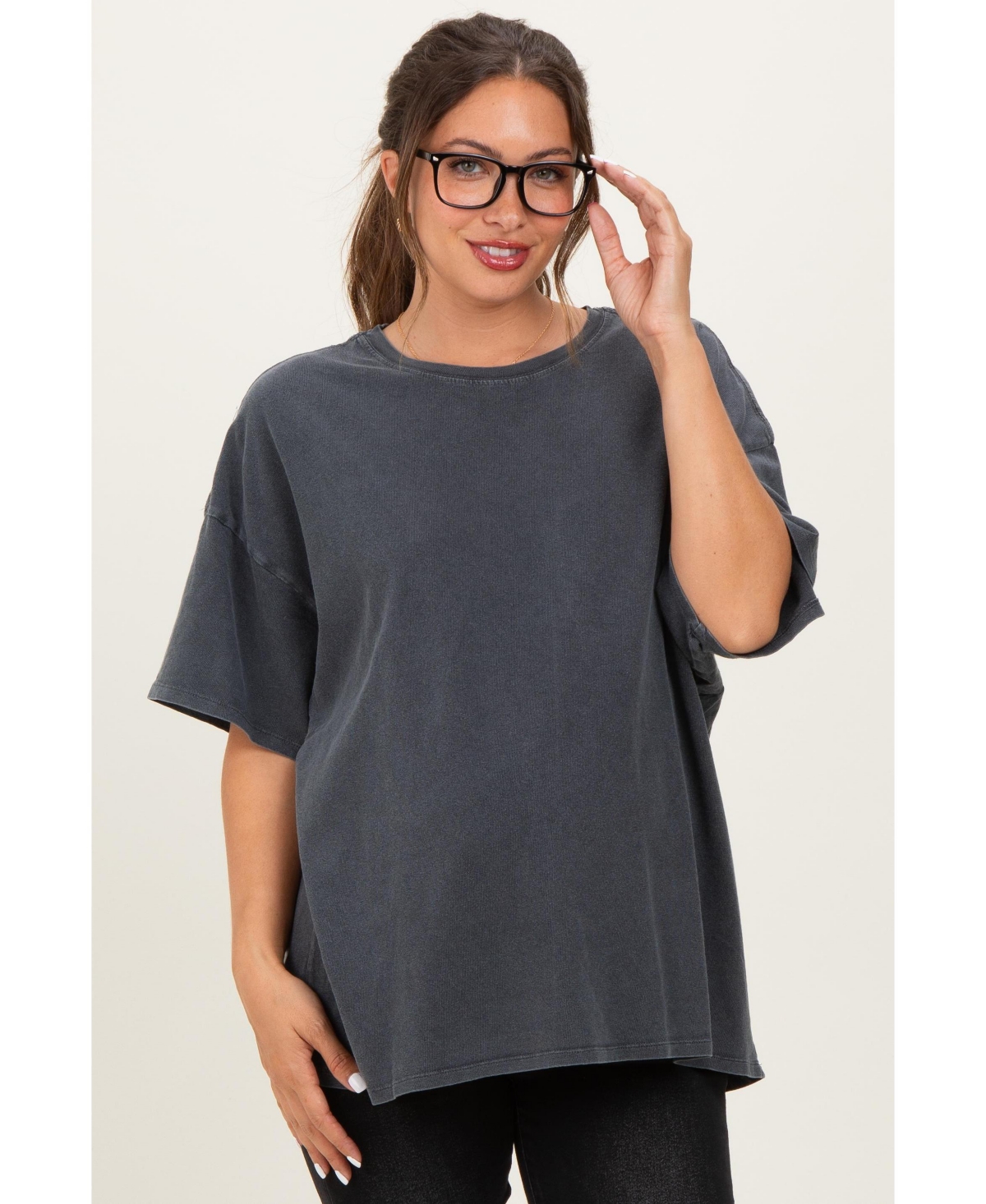 Pinkblush Maternity Light Navy Oversized Mineral Wash T-Shirt