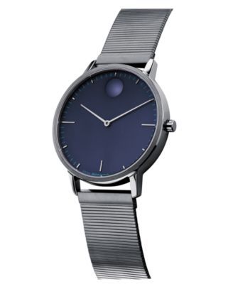 Movado Unisex Movado Face Swiss Quartz Ionic Plated Gray Steel