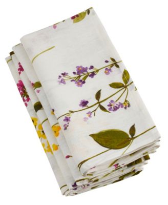 Watercolor Floral Stems Table Napkins, Set of 4