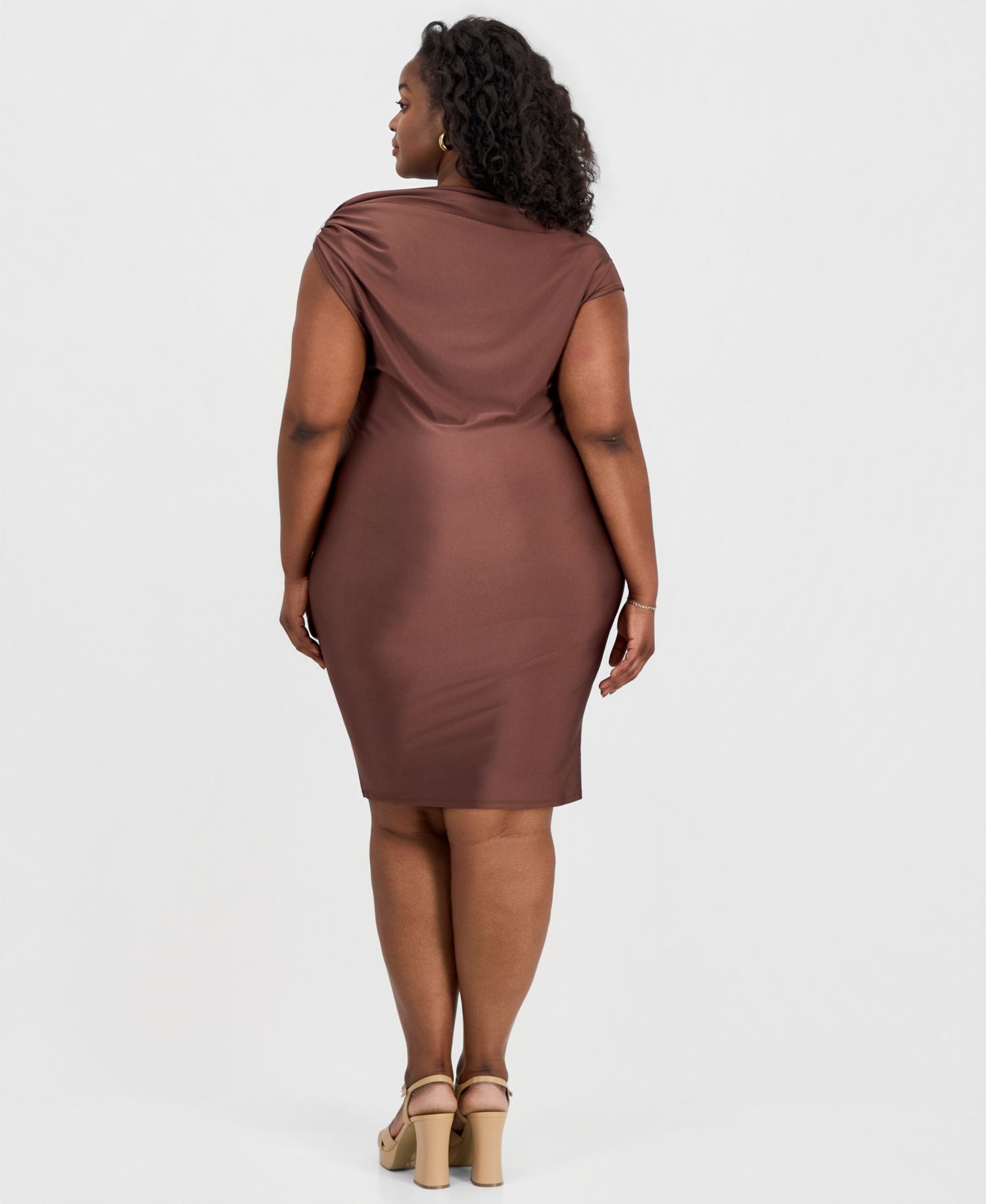 Trendy Plus Size Hardware Draped Bodycon Dress