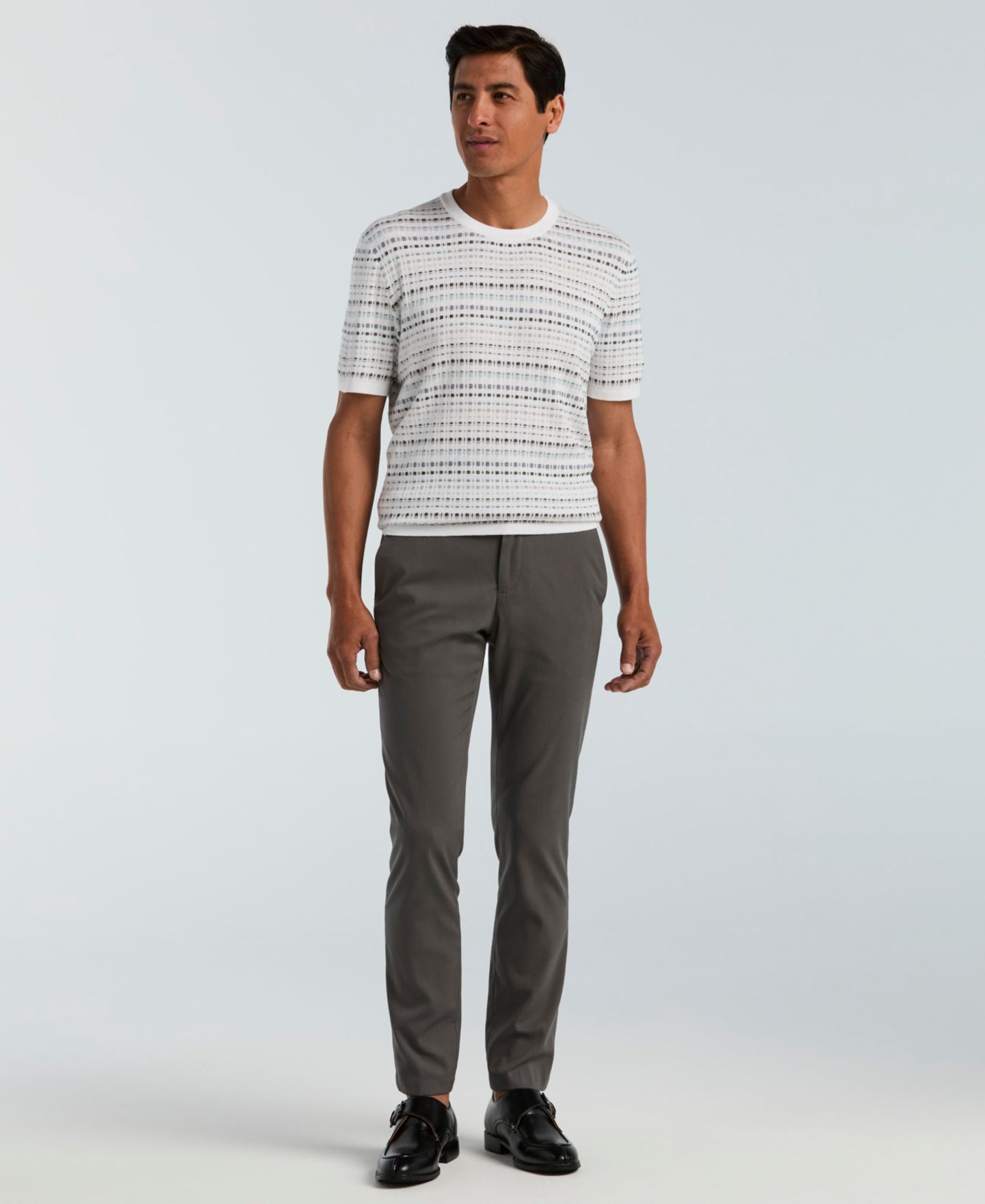 Мужской свитер Perry Ellis Jacquard Multicolor Short-Sleeve Geometric Print, цвет: Яркий белый — фото 2