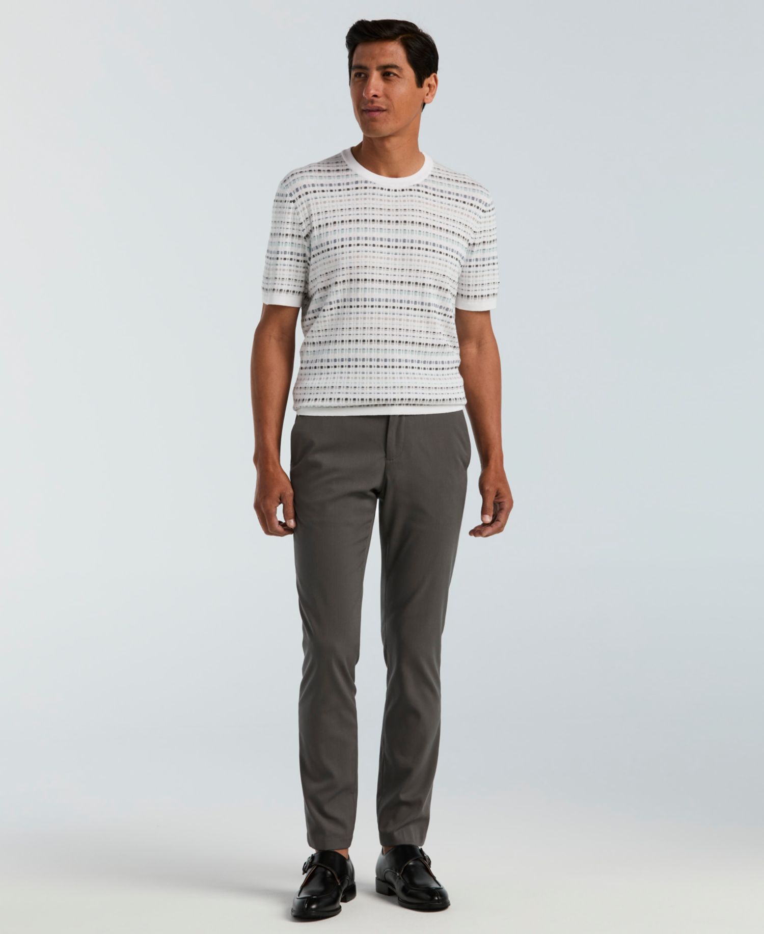 Men's Jacquard Multicolor Short-Sleeve Geometric Print Sweater