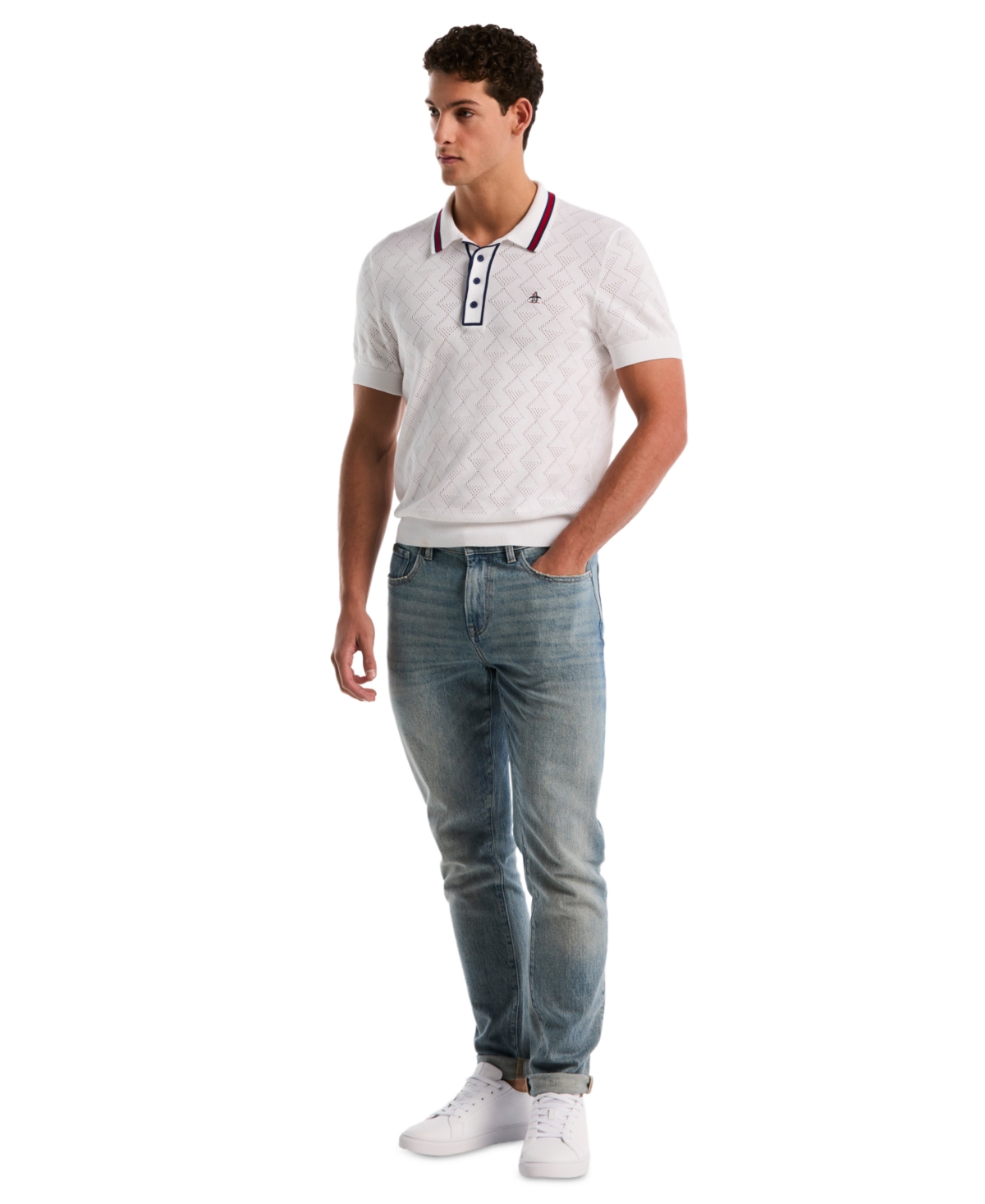 Original Penguin Men's Geo Eyelet Polo Shirt