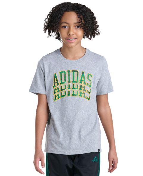 Футболка adidas Short-Sleeve T-Shirt для мальчиков, цвет: Средний серый меланжевый