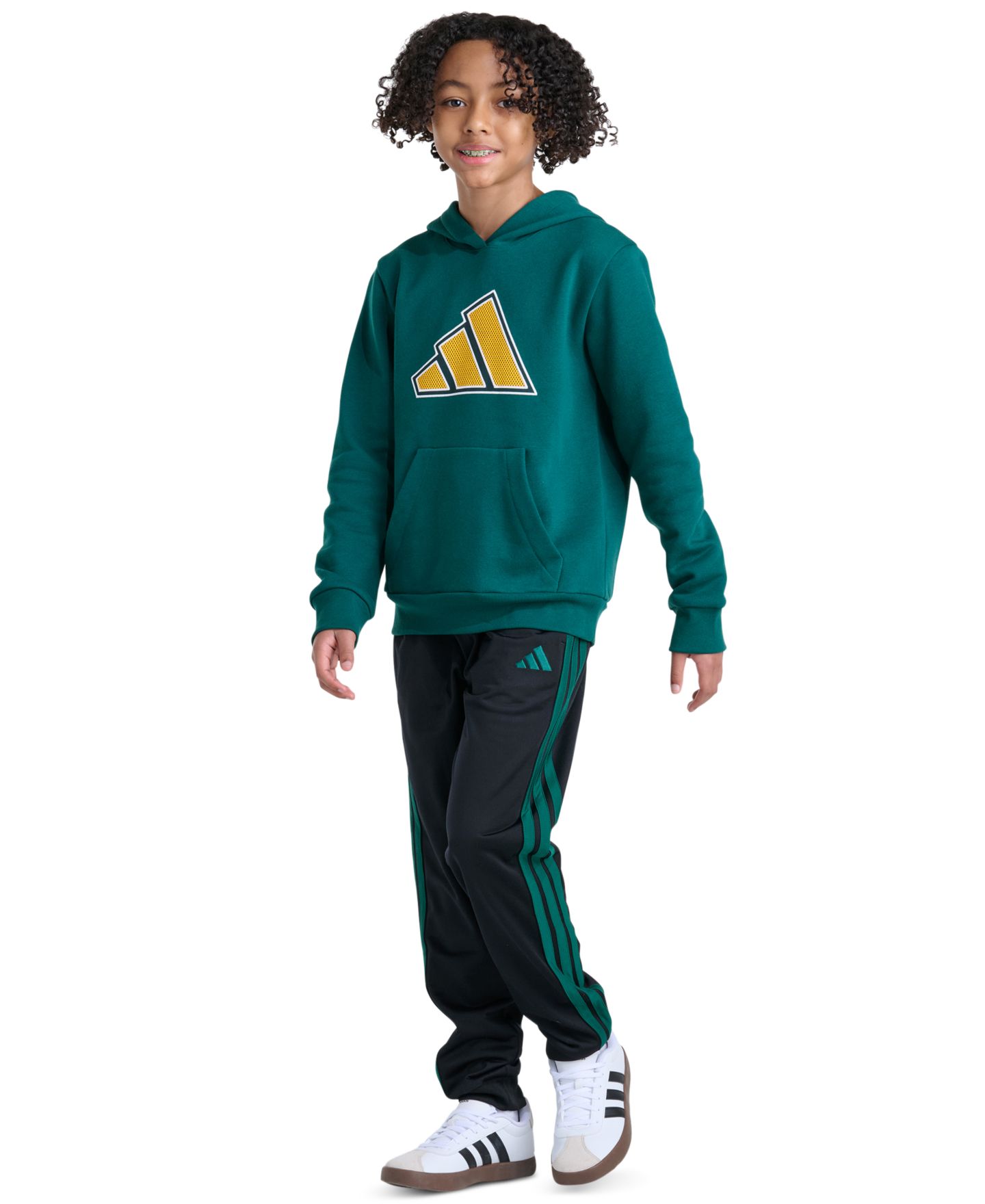 Худи adidas Long-Sleeve для мальчиков, цвет: Зелёный — фото 2