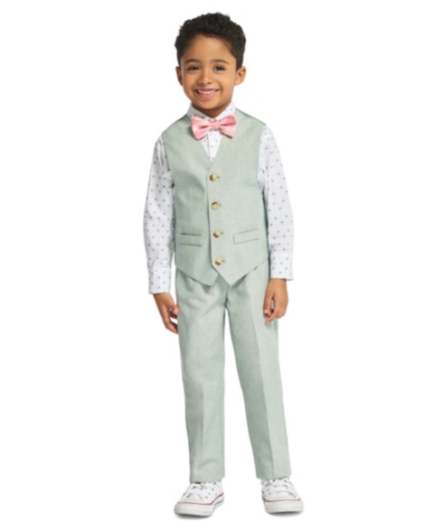 Nautica Boys' 2T-7 Long-Sleeve Shirt, Vest, Pant and Bowtie, 4-Piece Set