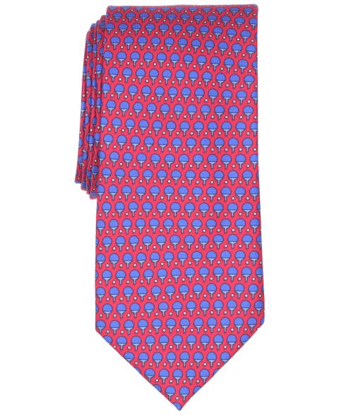Мужской галстук Club Room Racket Classic Neat Pattern Silk Tie, цвет: Красный