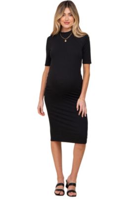 Women's Ribbed Mock Neck Midi Dress