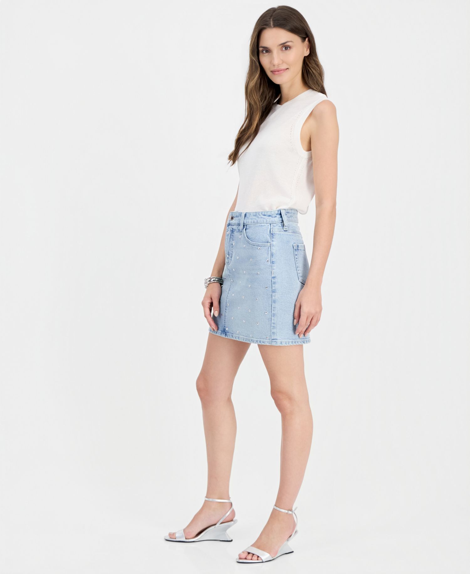 Women's Studded Denim Mini Skirt
