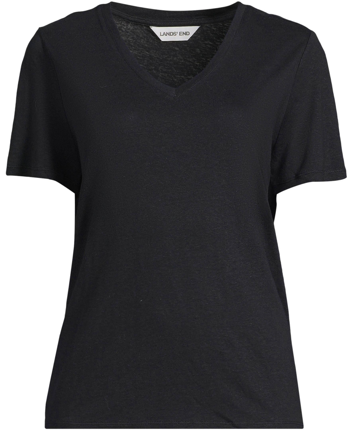 Lands' End Women's Short Sleeve Linen Blend V-Neck Tee