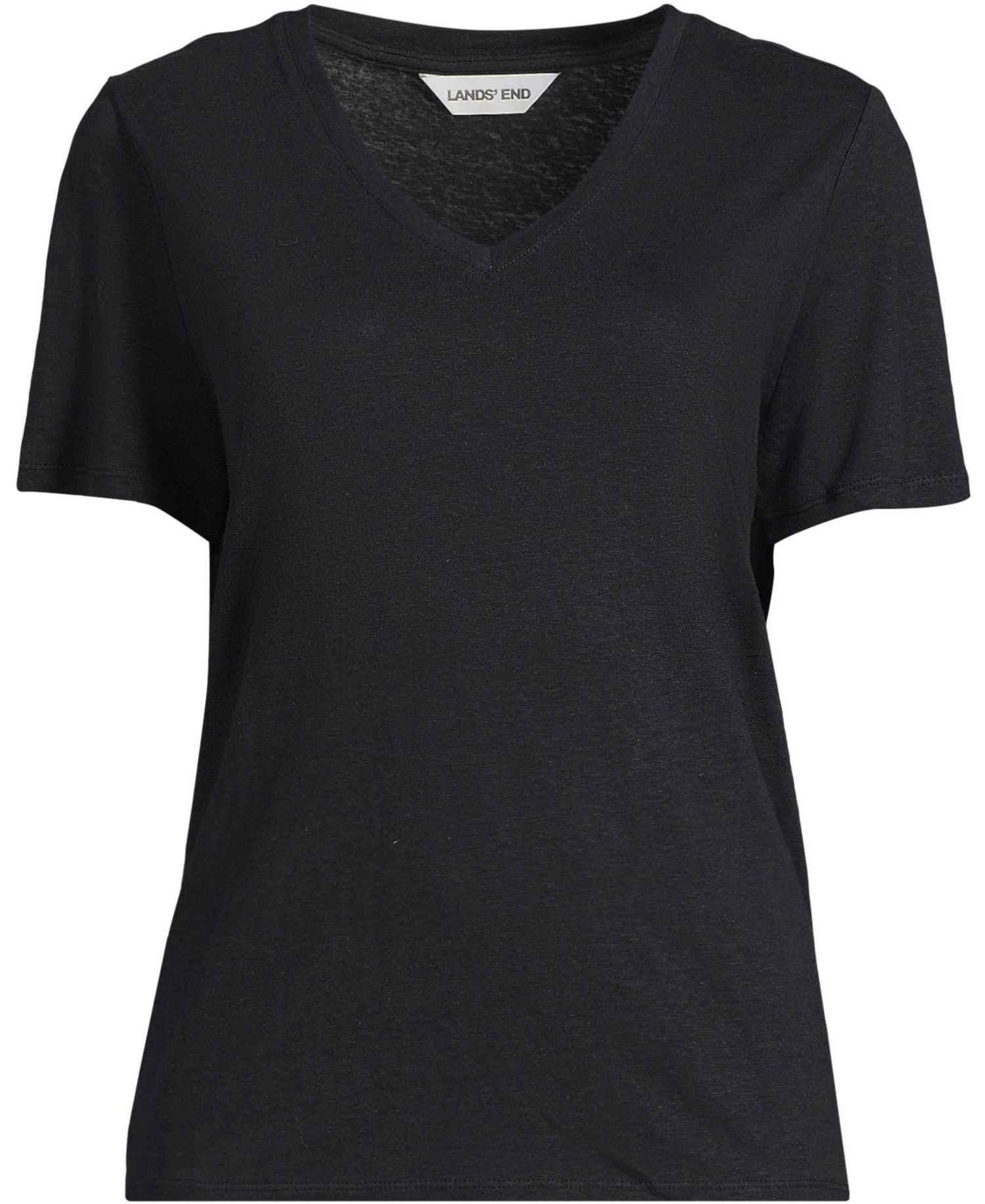 Women's Short Sleeve Linen Blend V-neck Tee
