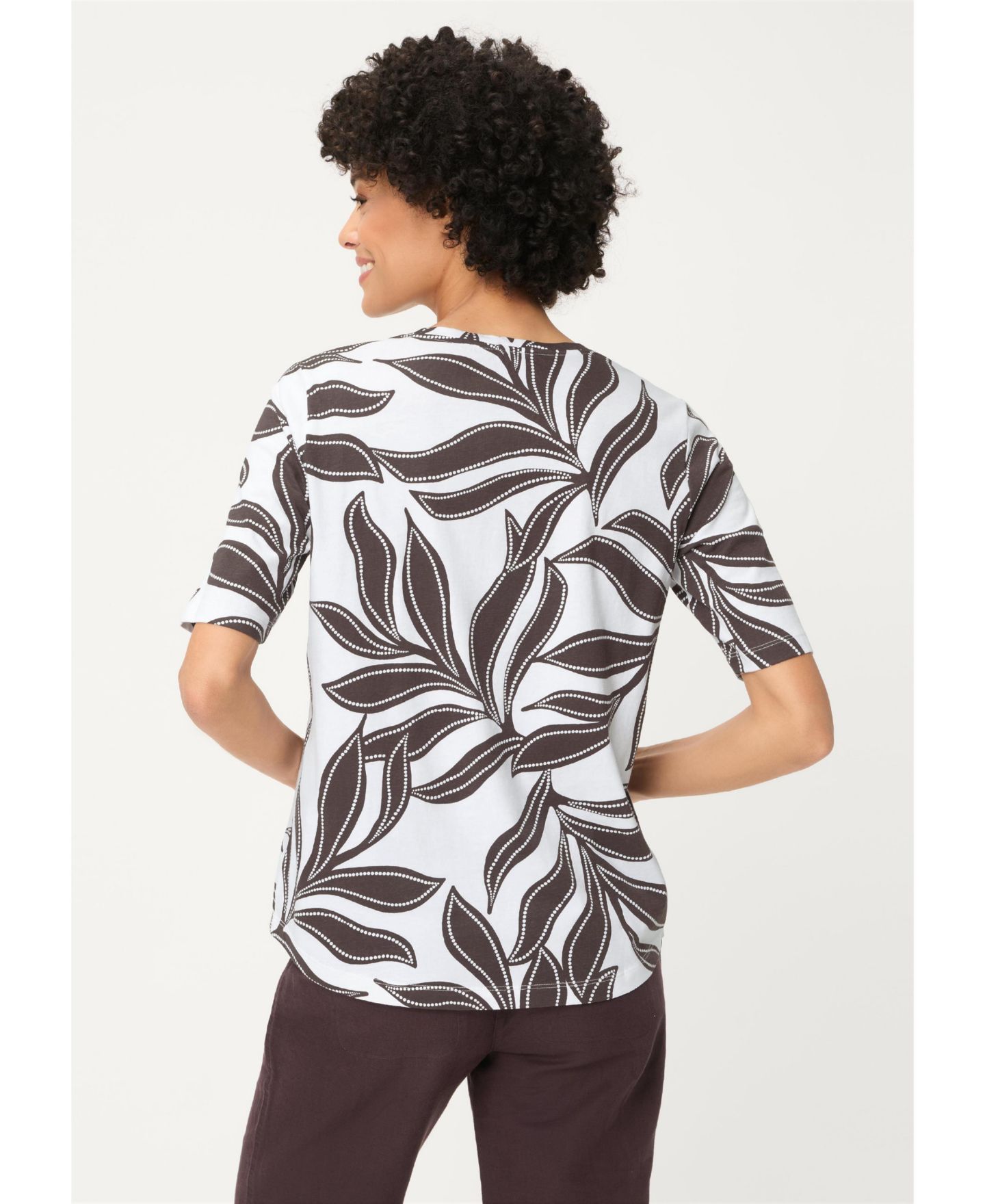 Женская футболка Olsen Dotted Leaf Print, цвет: Белый — фото 4