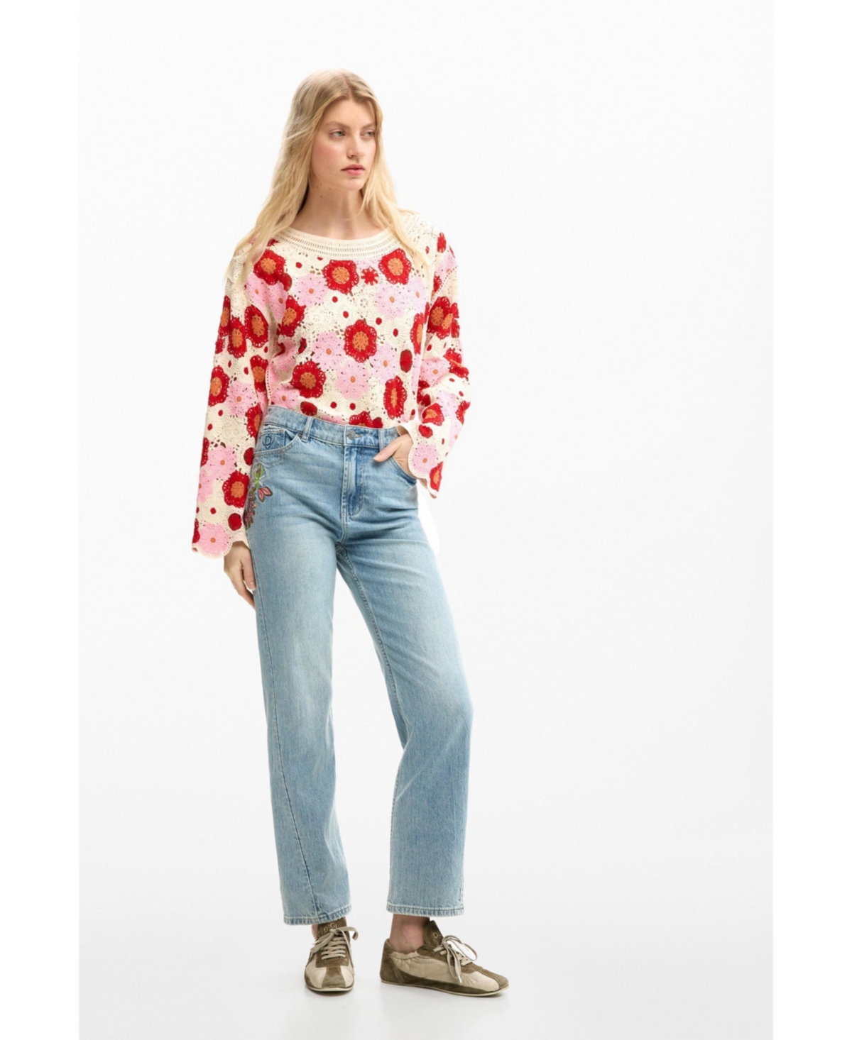 Desigual Women's Straight floral jeans