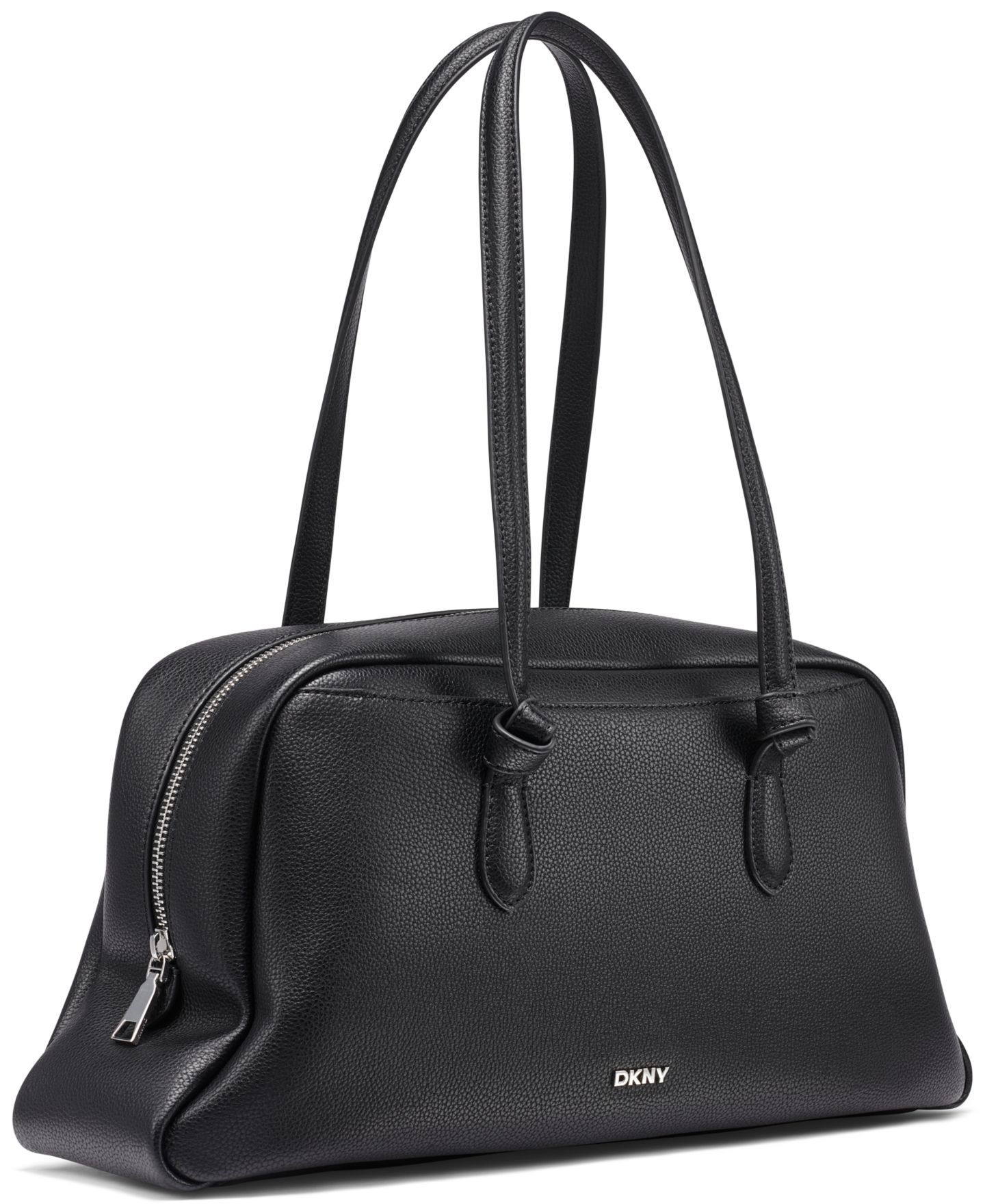 Женская сумка DKNY Eliza Bowling Large Shoulder Handbag, цвет: Чёрный / Серебряный — фото 3