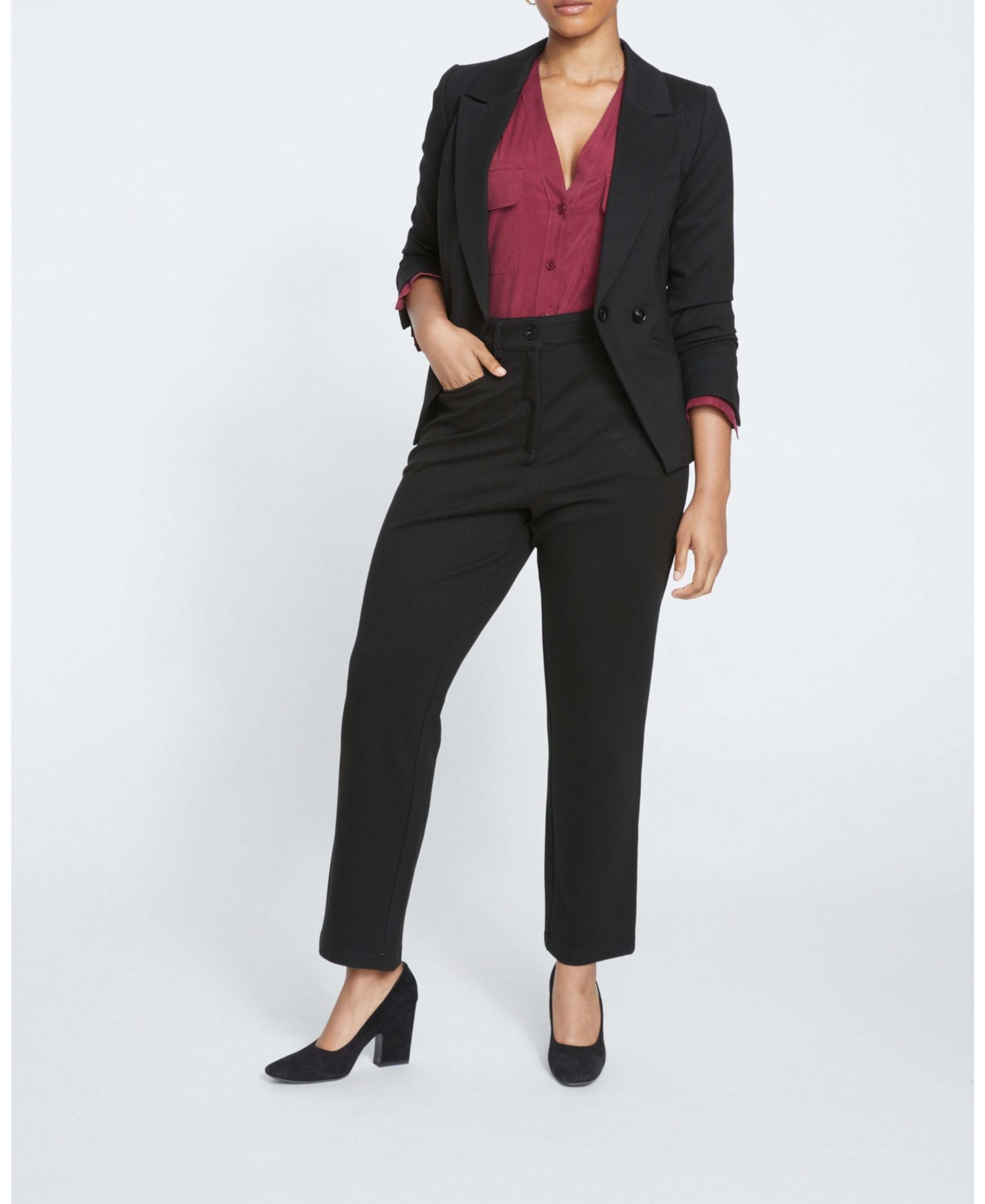 Plus Size Long Cigarette Ponte Pants