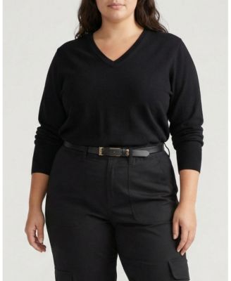 Plus Size Savvy Fine Knit V Sweater