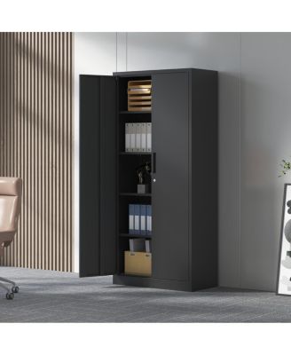 71"H Metal Garage Storage Cabinet with 4 Shelves and Lock