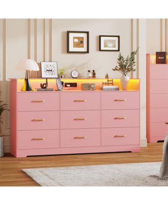 9-Drawer Wooden Dresser, Modern Closet Storage Cabinet for Bedroom, Living Room