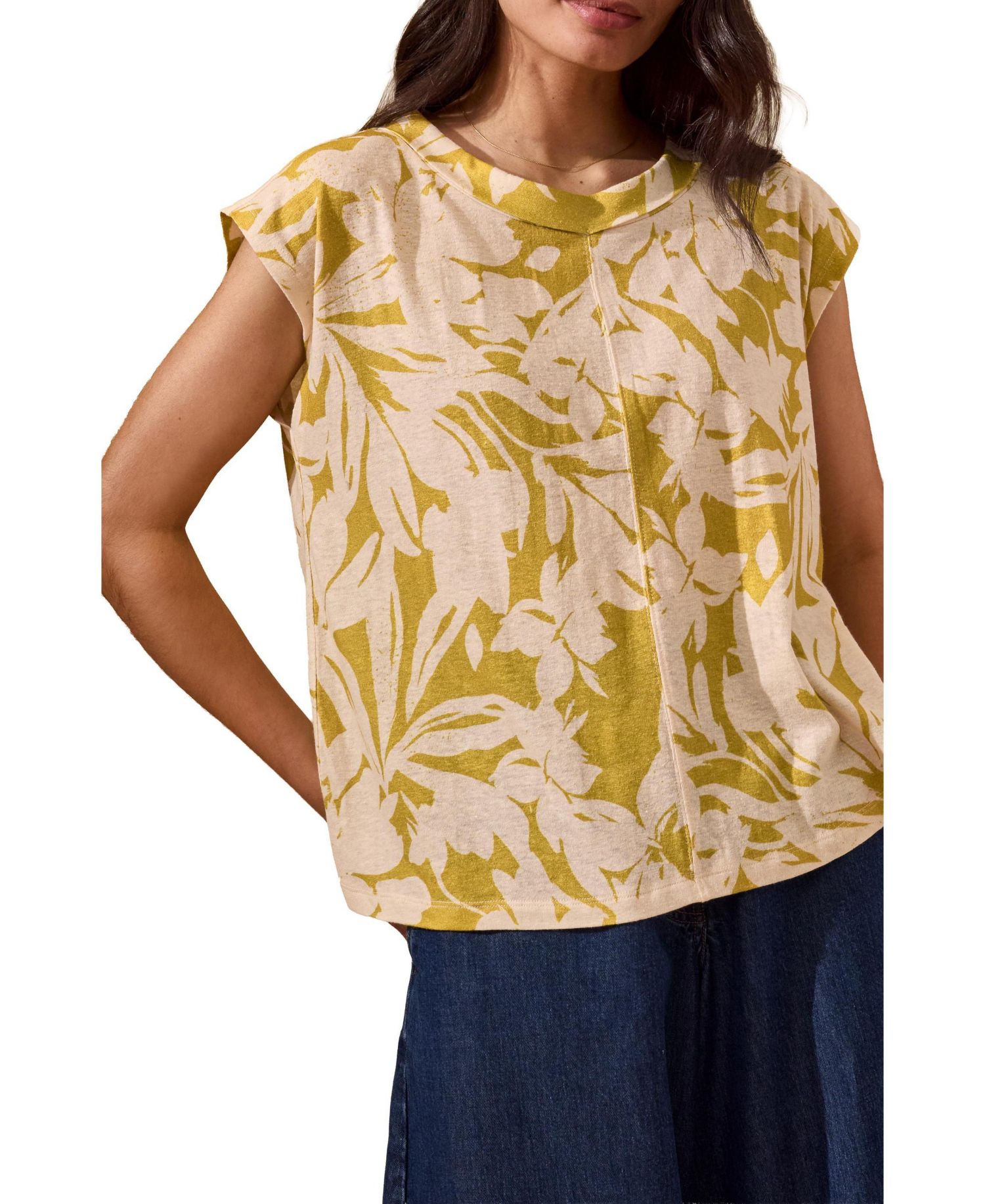 Women's Sleeveless Floral Jersey Top