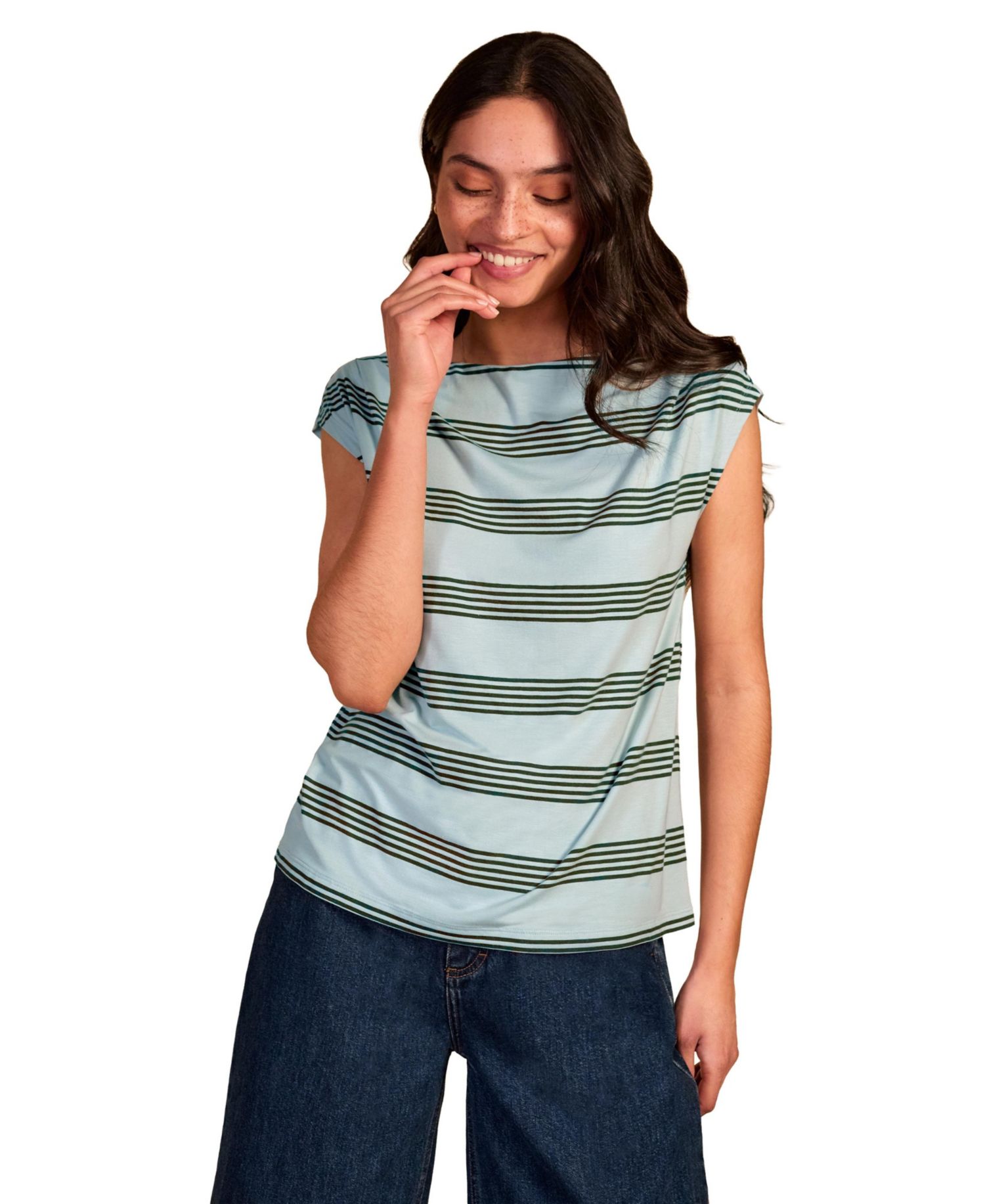 Women's Slash Neck Cap Sleeve T-Shirt
