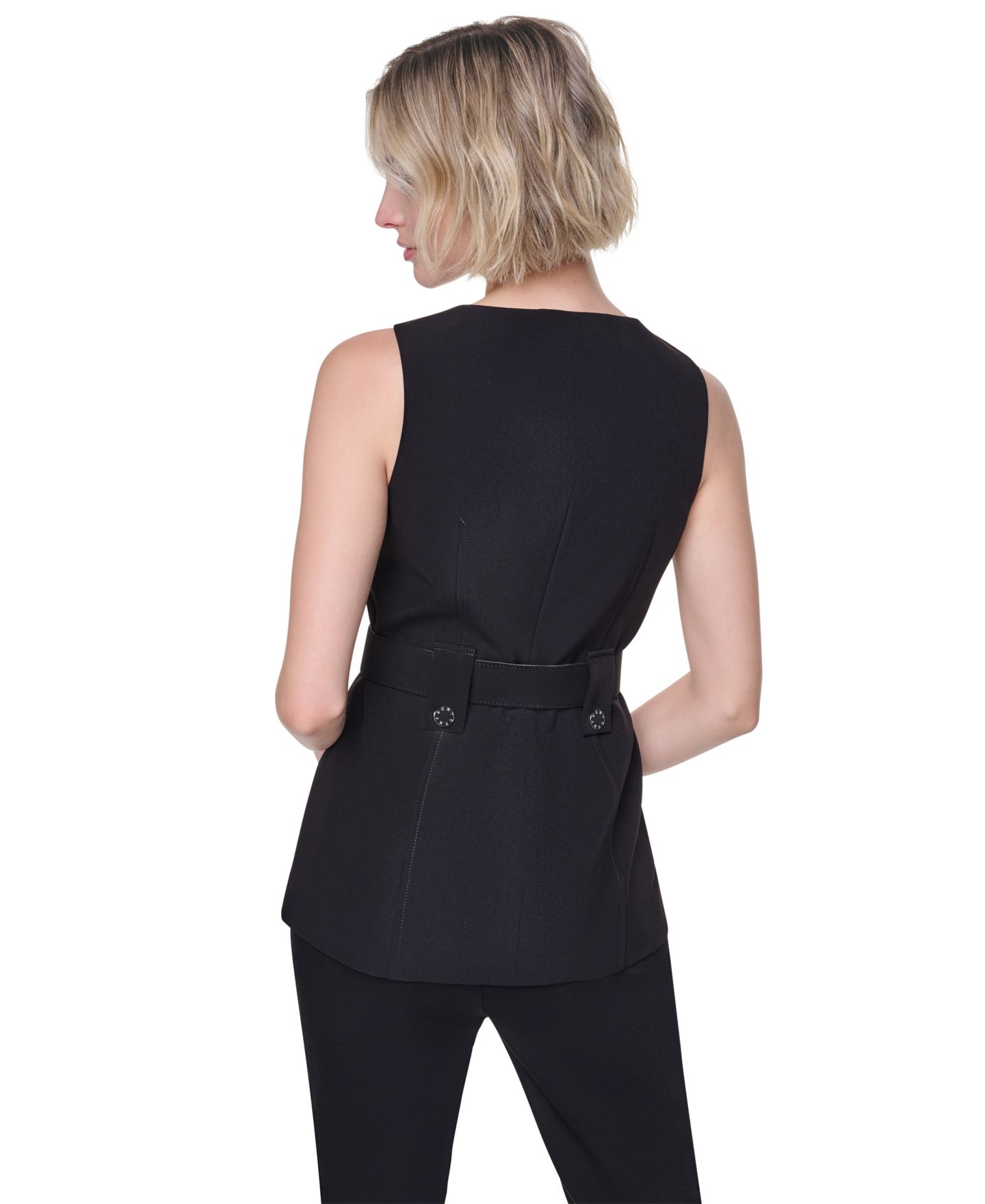 Женский жилет DKNY Belted Sleeveless Vest, цвет: Чёрный — фото 8