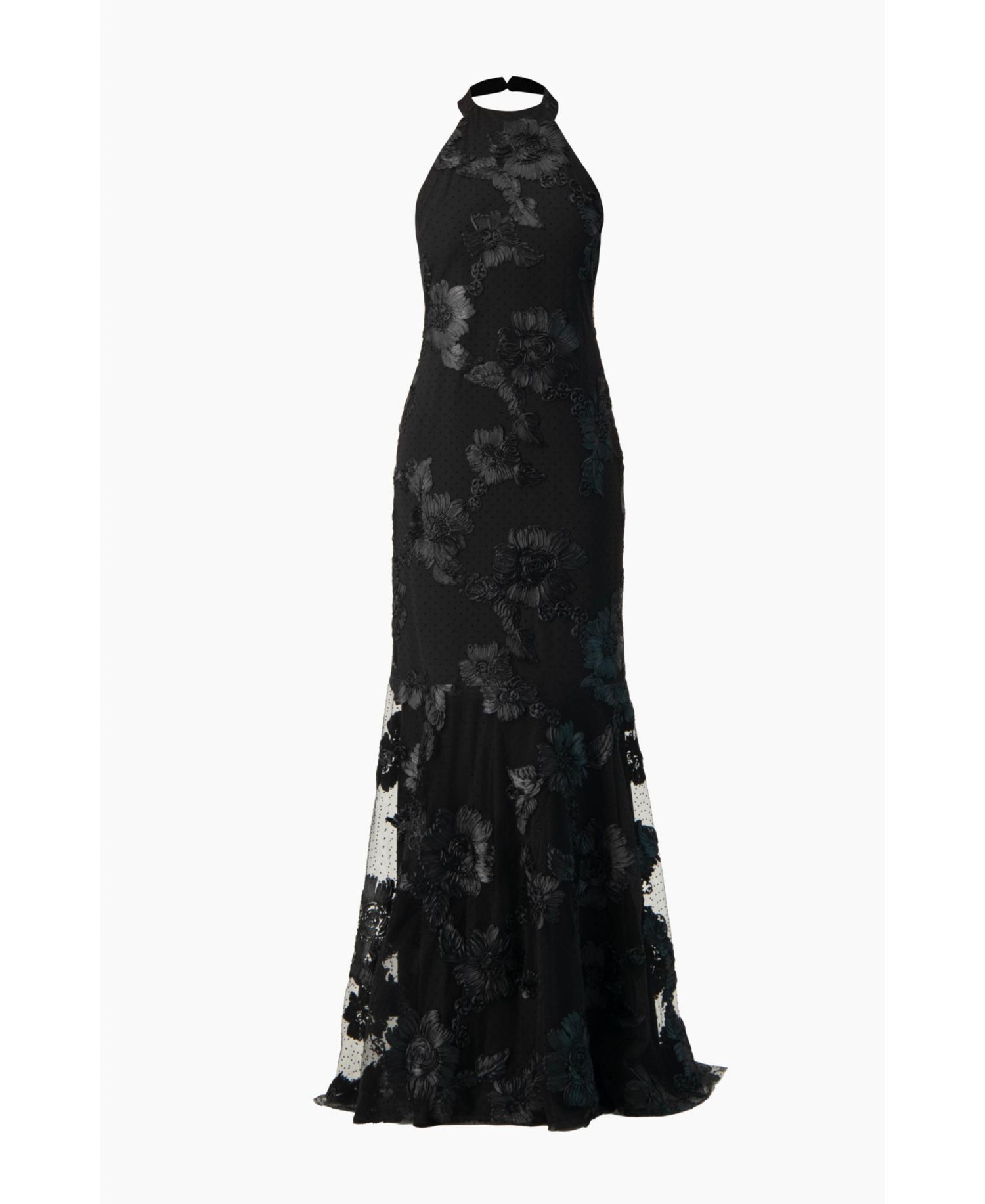 Women's Halter Floral Lace Mermaid Gown