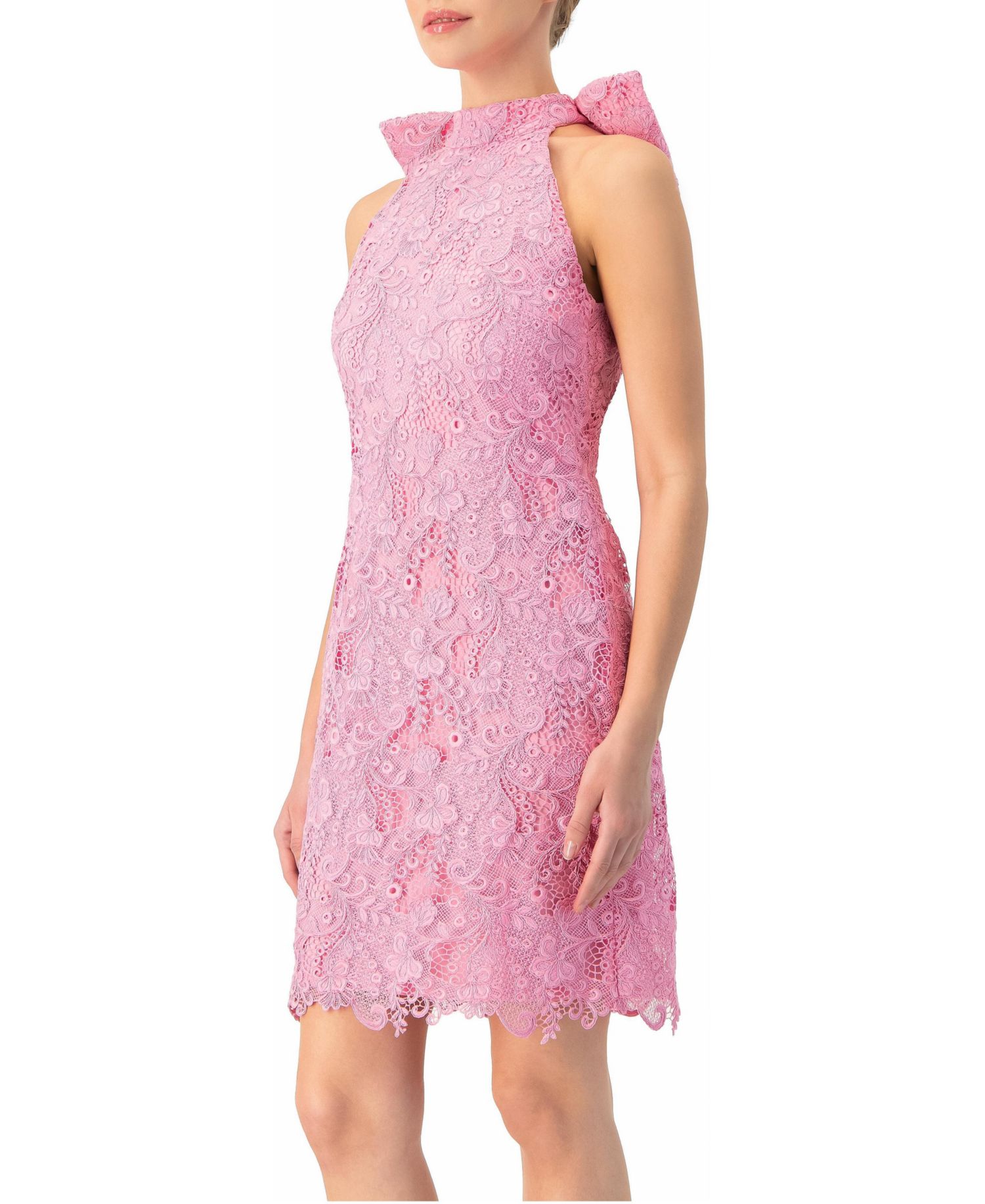 Women's Lace Halter Bow Mini Dress
