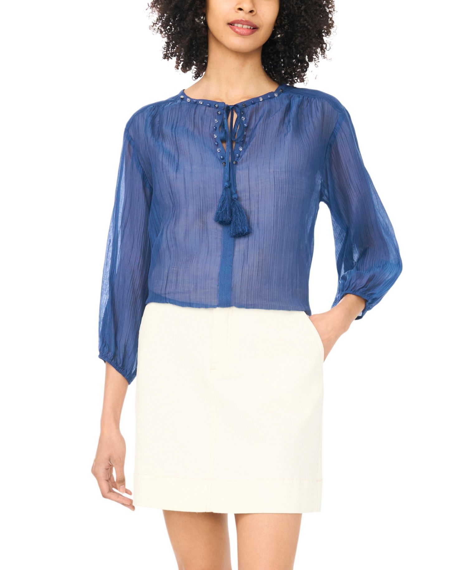 Women's V-Neck Peasant Blouse