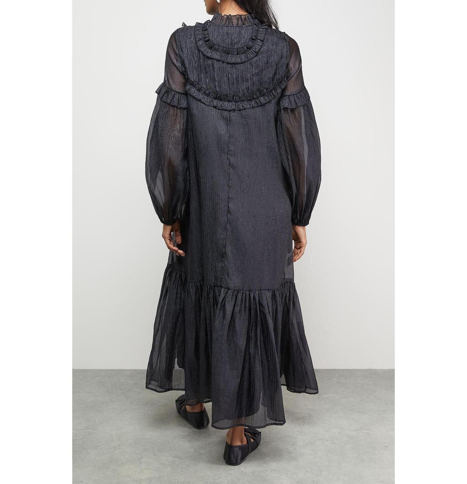 Women's Crinkle Stripe Frill Midi Dress