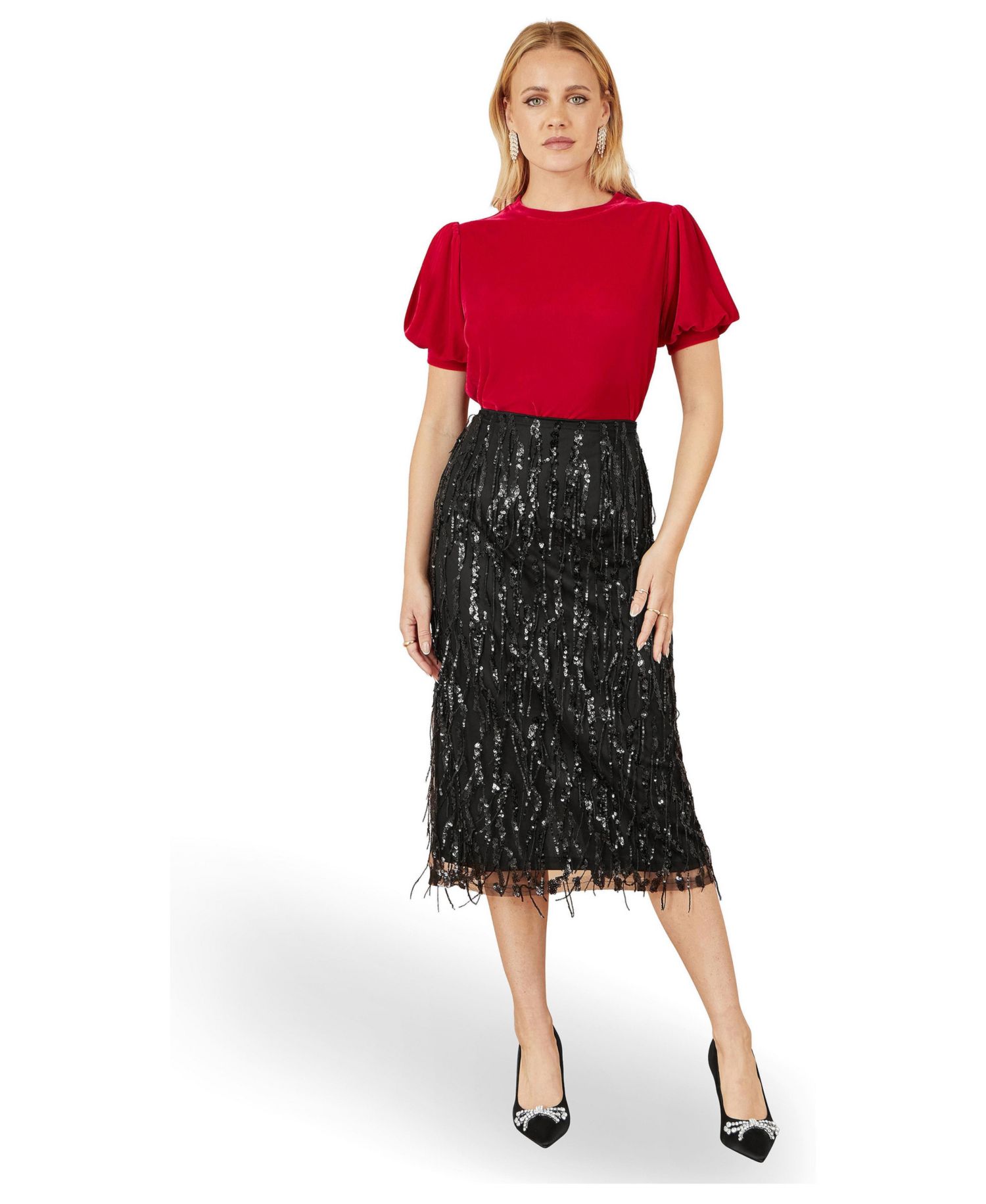 Women's Velvet Puff Sleeve Top