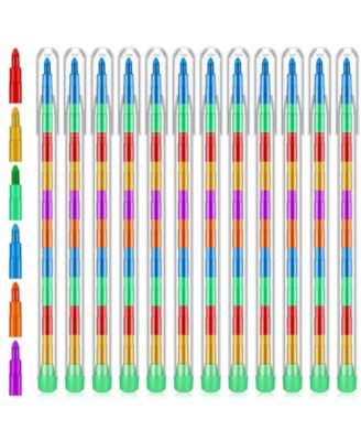 Stackable Crayons Rainbow Pencils Party Favors Pack of 60