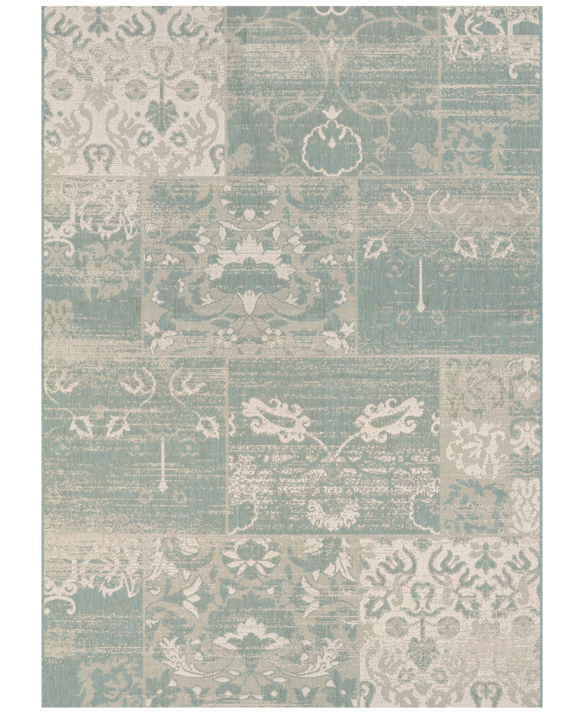 Couristan Afuera Country Cottage Indoor/Outdoor Rug - Sea Mist-Ivory
