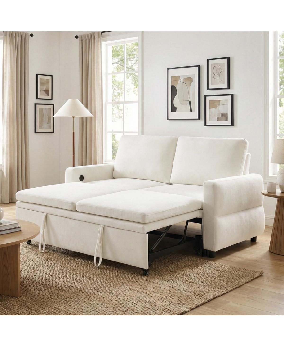 Streamdale Furniture Convertible Sofa Bed Loveseat with Usb Ports