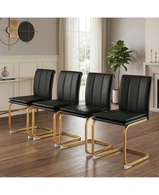 PU Leather Dining Chairs with Metal Legs