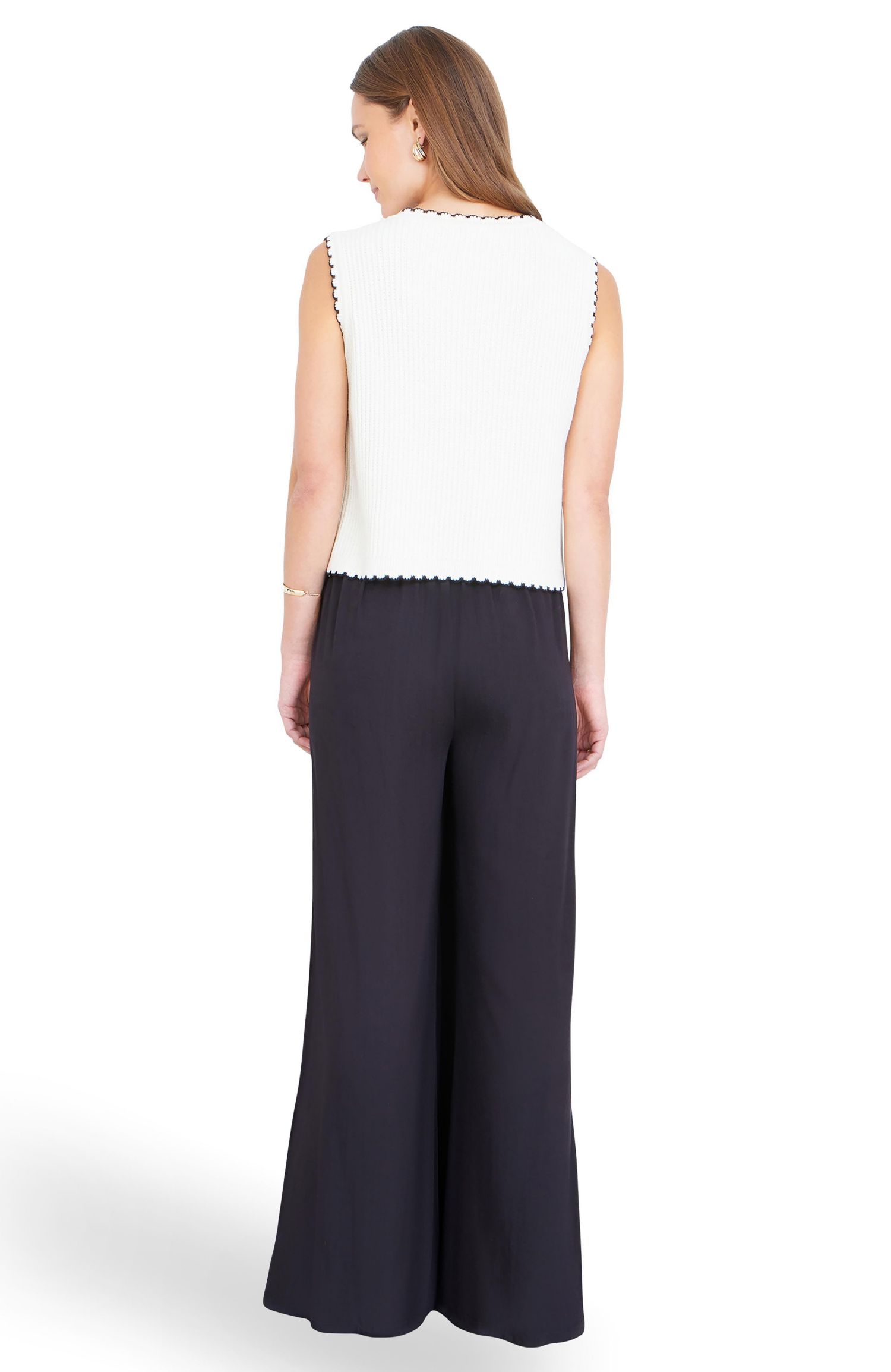 Women's Knitted Bow Trim Waistcoat