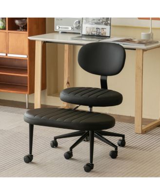 Ergonomic Cross-Legged Swivel Desk Chair with Back Support