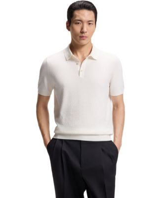 Men's Structured Fabric Regular-Fit Knit Polo Shirt